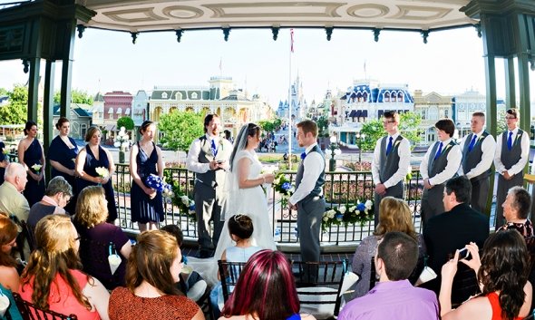 Disney-Wedding-Walt-Disney-Railroad-Train-Station-Magic-Kingdom-Wedding - Bridal Dress Gown Cleaning, Preservation & Restoration 1-844-277-3377 407-277-3335