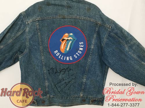 Hard Rock Cafe; Rolling Stones-Jacket Restoration; by Bridal Gown Preservation.com; 1-844-277-3377;