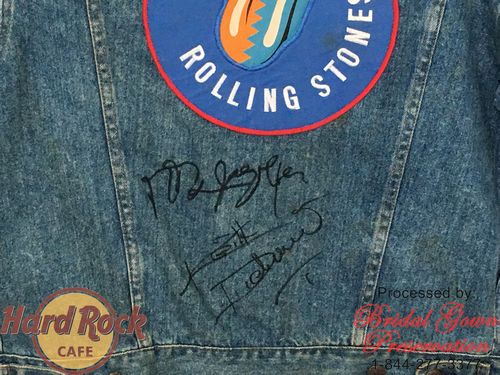 Hard Rock Cafe; Rolling Stones-Jacket Restoration; by Bridal Gown Preservation.com; 1-844-277-3377;