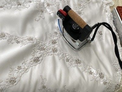 Pressing-Steaming a wedding Gown